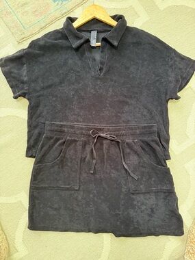 bobi Black Pullover Top & matching Skirt SET! Great lounge or travel wear Large